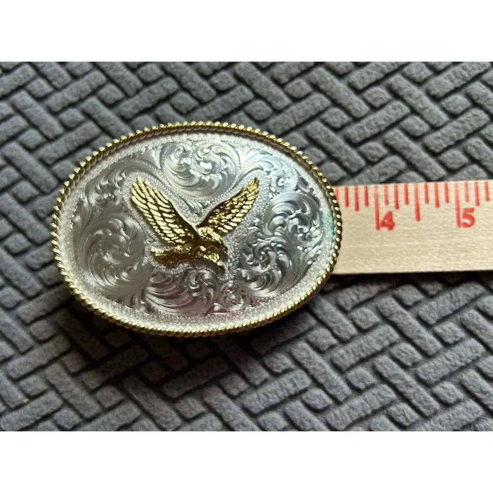 Montana Silversmiths Vintage Flying Eagle Belt Buckle Silver Plate Gold Tone